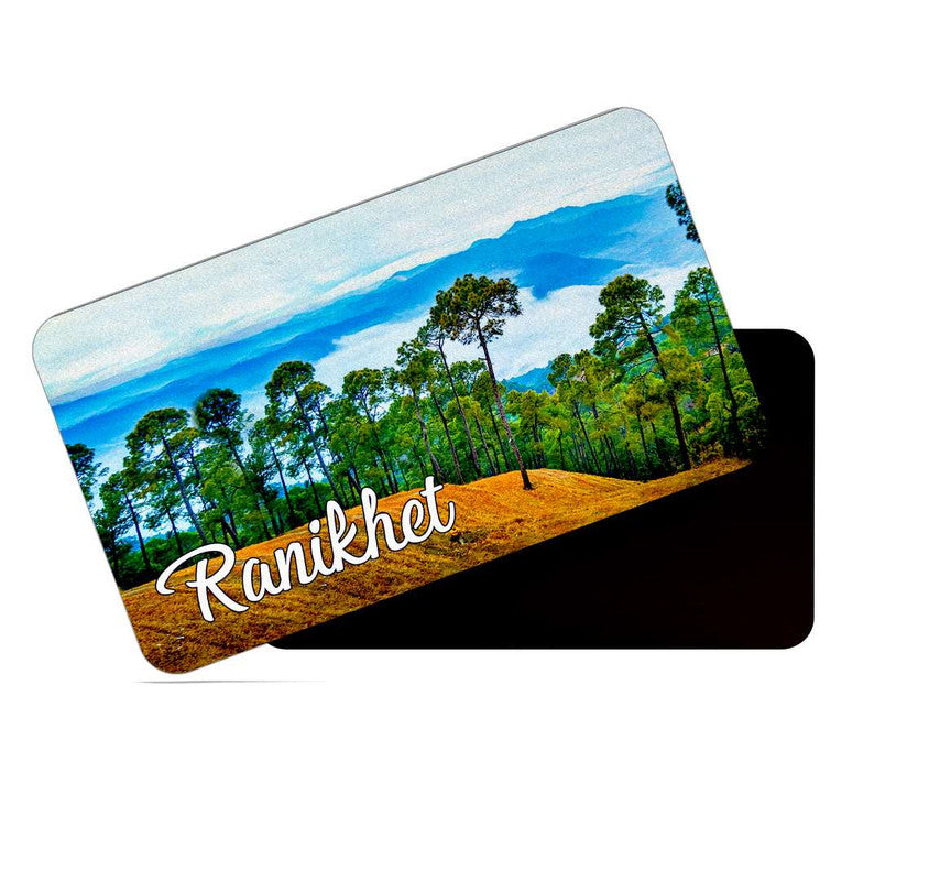 dhcrafts Rectangular Rubber Fridge Magnet / Magnetic Card Multicolor Uttarakhand Ranikhet Design Pack of 1 (8.6cm x 5.4cm)